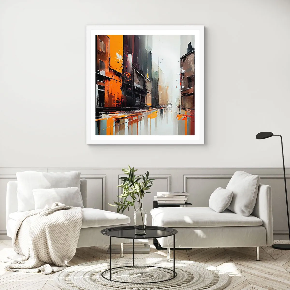 Poster in white frmae - Rainy Day - 40x40 cm