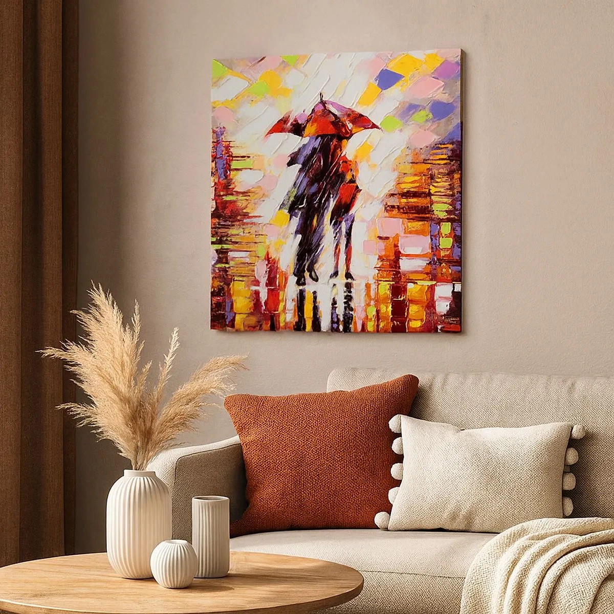 Canvas picture - Together through Night and Rain - 30x30 cm