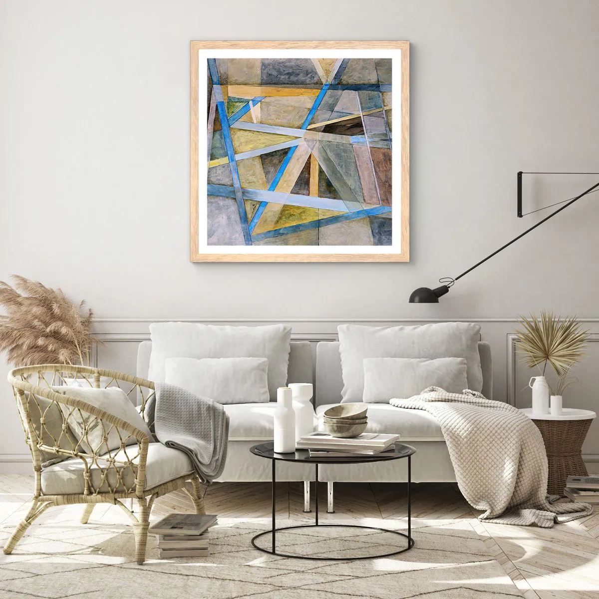 Poster in light oak frame - Straight Or Slanted? - 60x60 cm