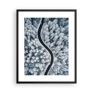 Poster in black frame - Through Wintery Forest - 40x50 cm
