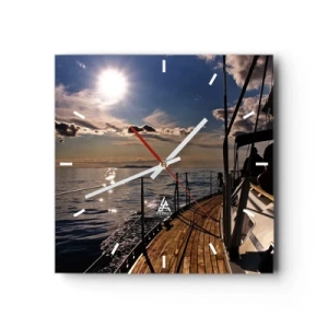 Wall clock - Clock on glass - Under the Sails towards the Sun - 40x40 cm