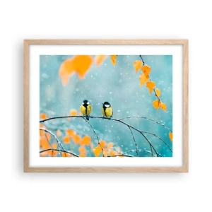 Poster in light oak frame - Birdy Gossip - 50x40 cm