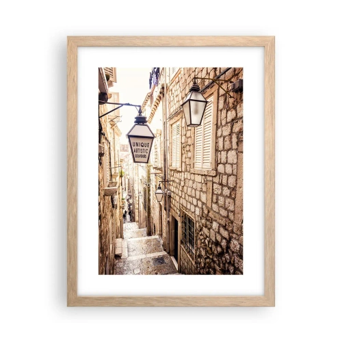 Poster in light oak frame - Charming Alley - 30x40 cm