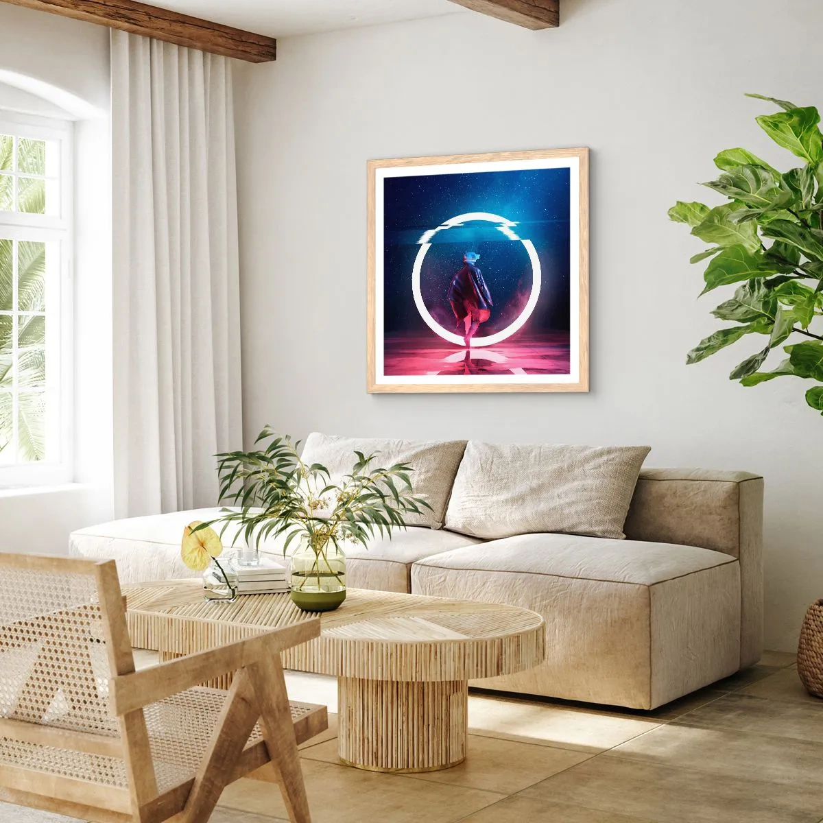 Poster in light oak frame - Between Worlds - 30x30 cm