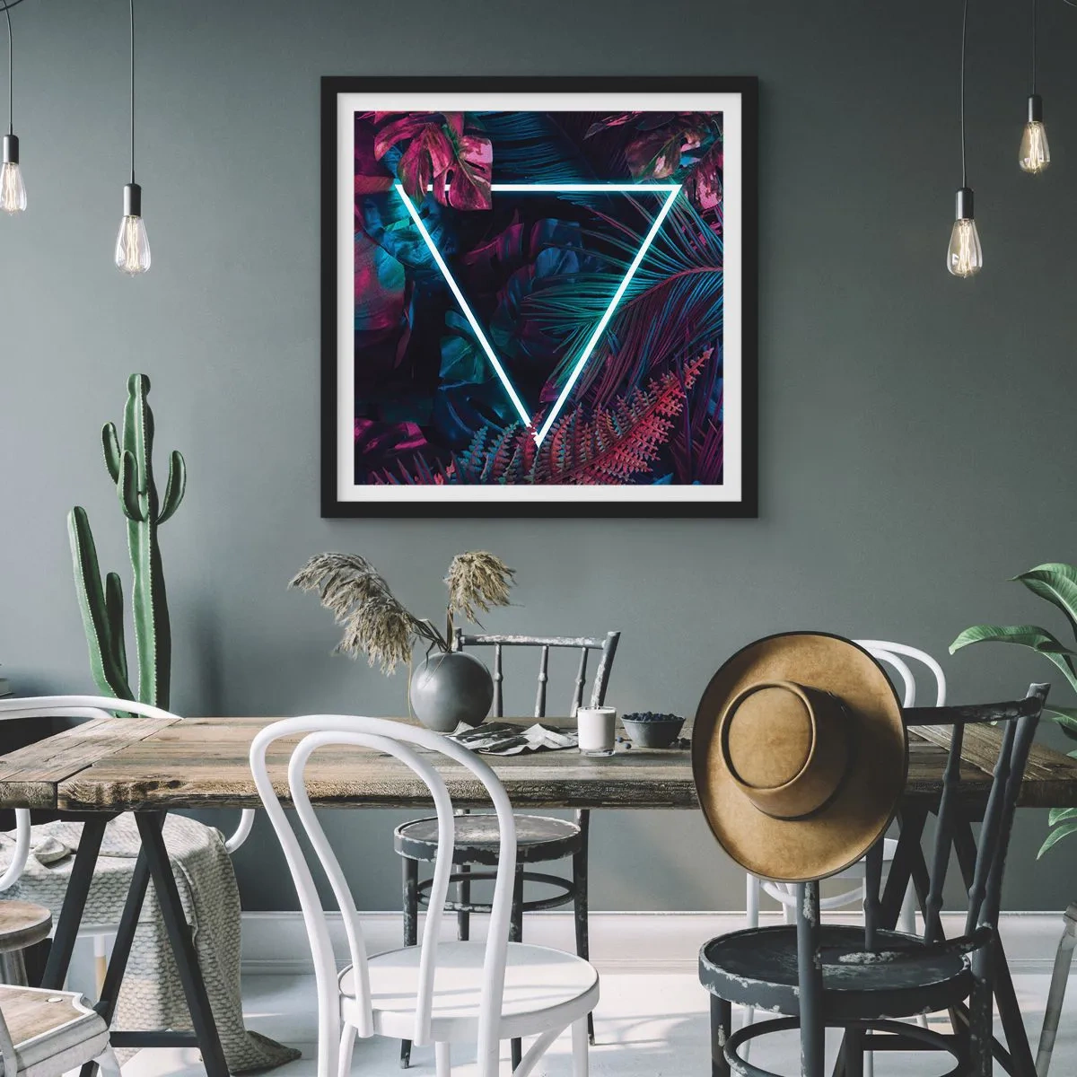 Poster in black frame - Disco Style Garden - 60x60 cm