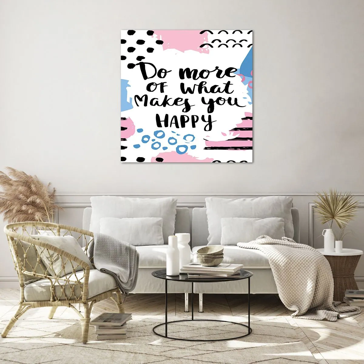 Glass picture - How To Be Happy - 70x70 cm