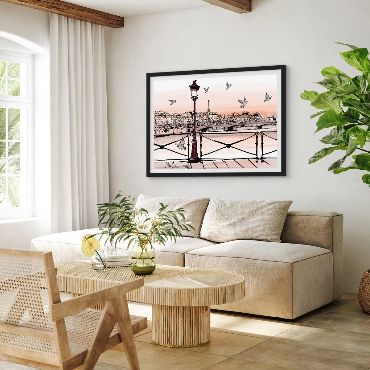 Poster in black frame - Over the Roofs of Paris - 50x40 cm