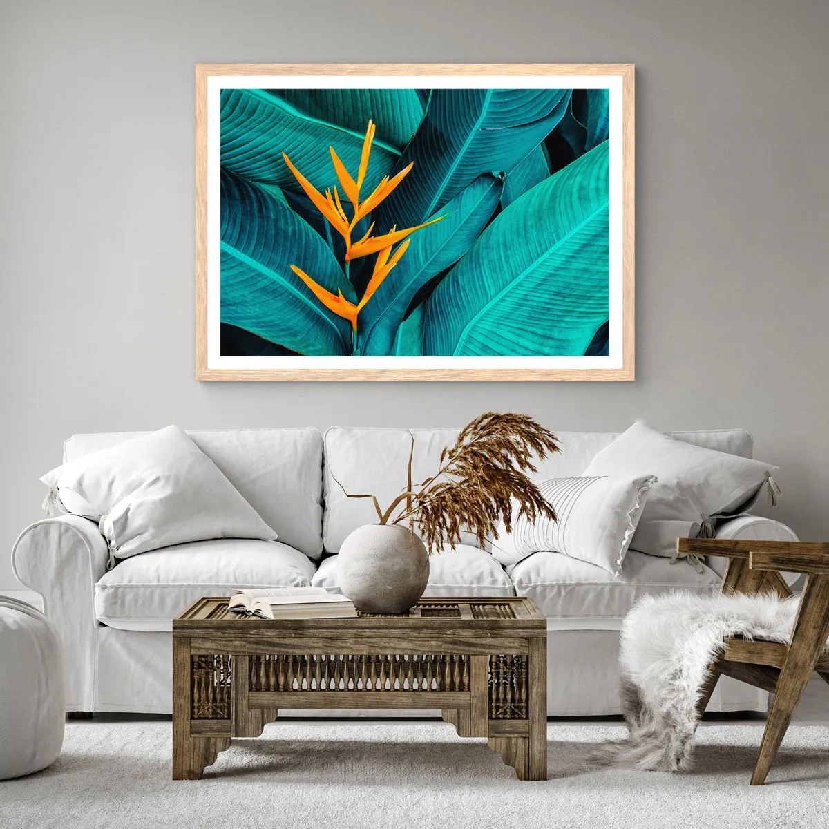 Poster in light oak frame - Flower of Eden - 70x50 cm