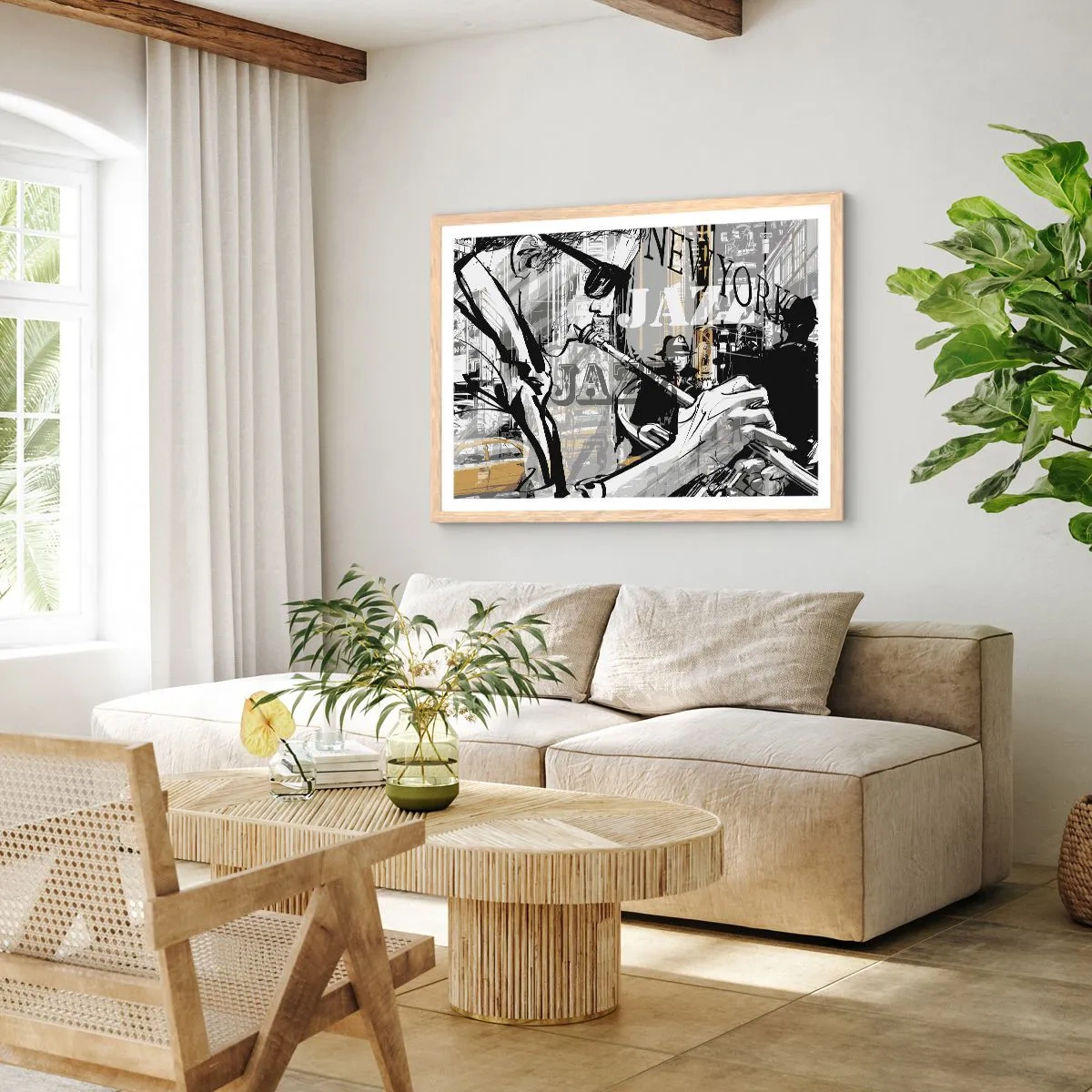 Poster in light oak frame - In the Rhythm of New York - 100x70 cm