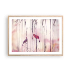 Poster in light oak frame - Tale of a Pink Forest - 70x50 cm