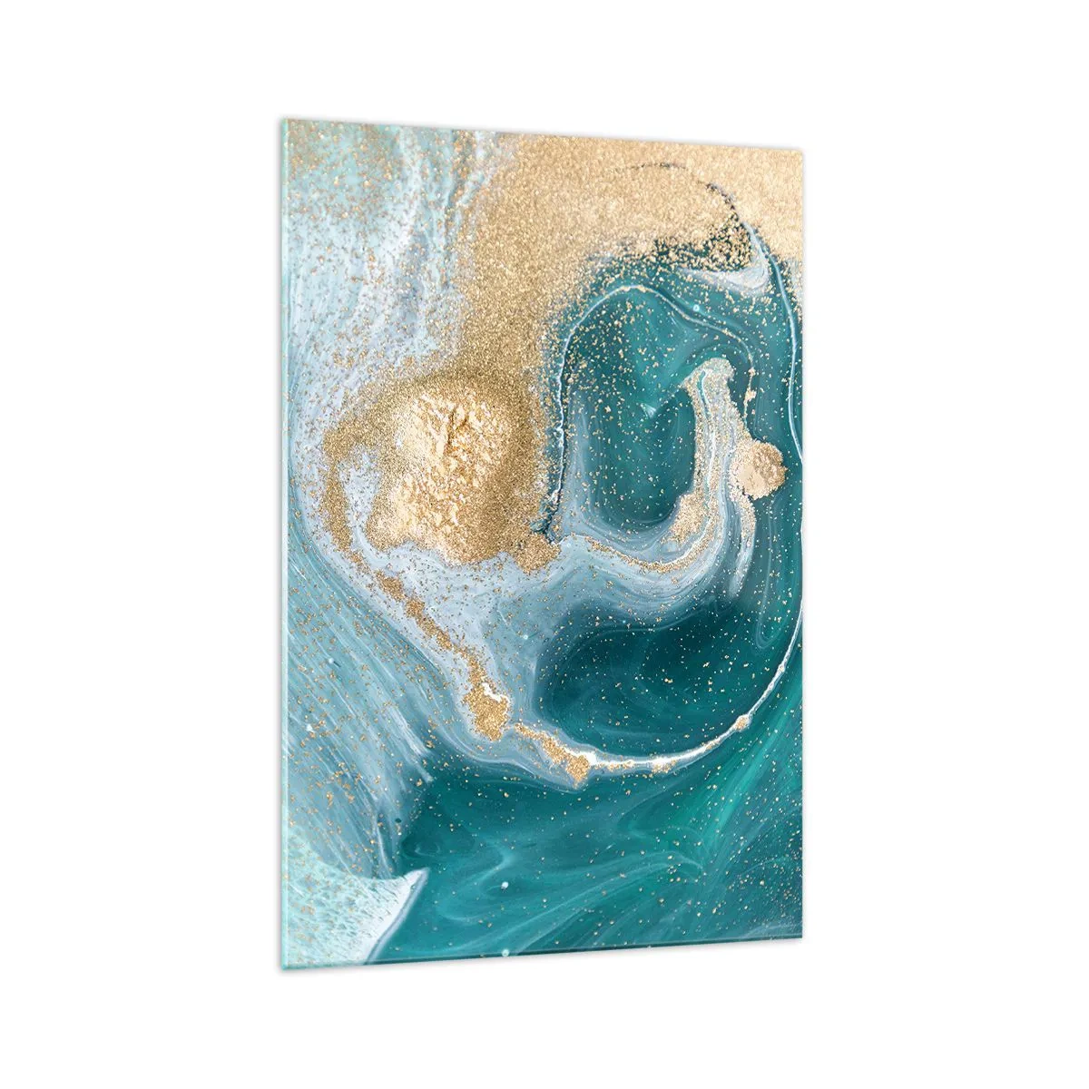 Glass picture - Swirl of Gold and Turquiose - 70x100 cm