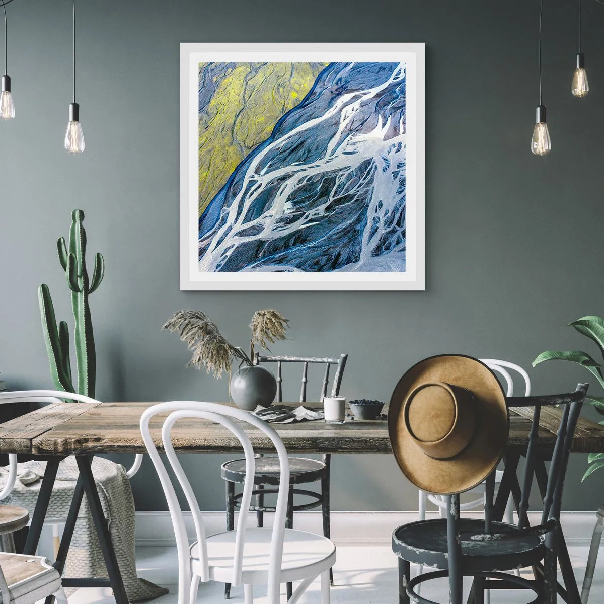 Poster in white frmae - Cave Paintings of Nature - 40x40 cm