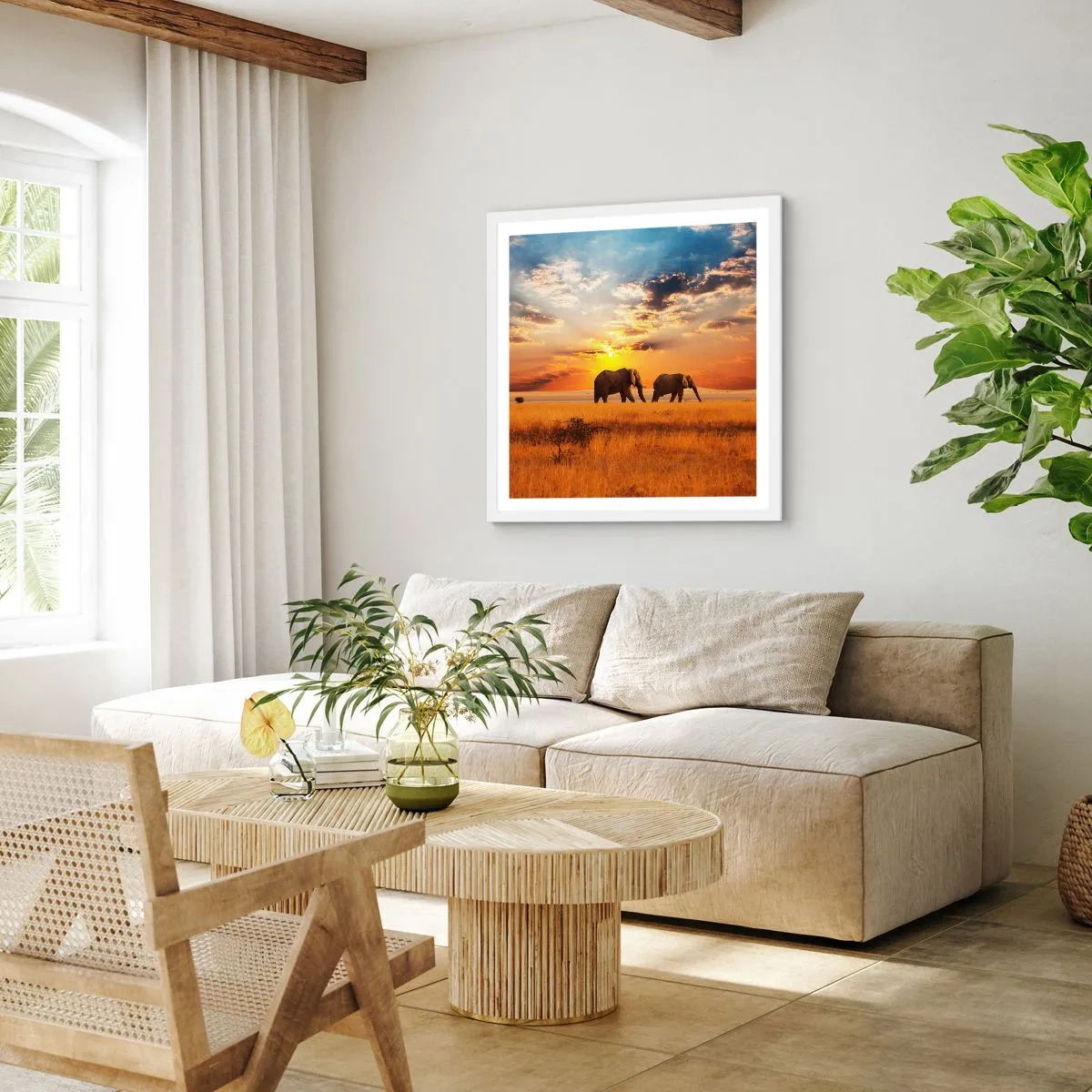 Poster in white frmae - Family Walk - 30x30 cm