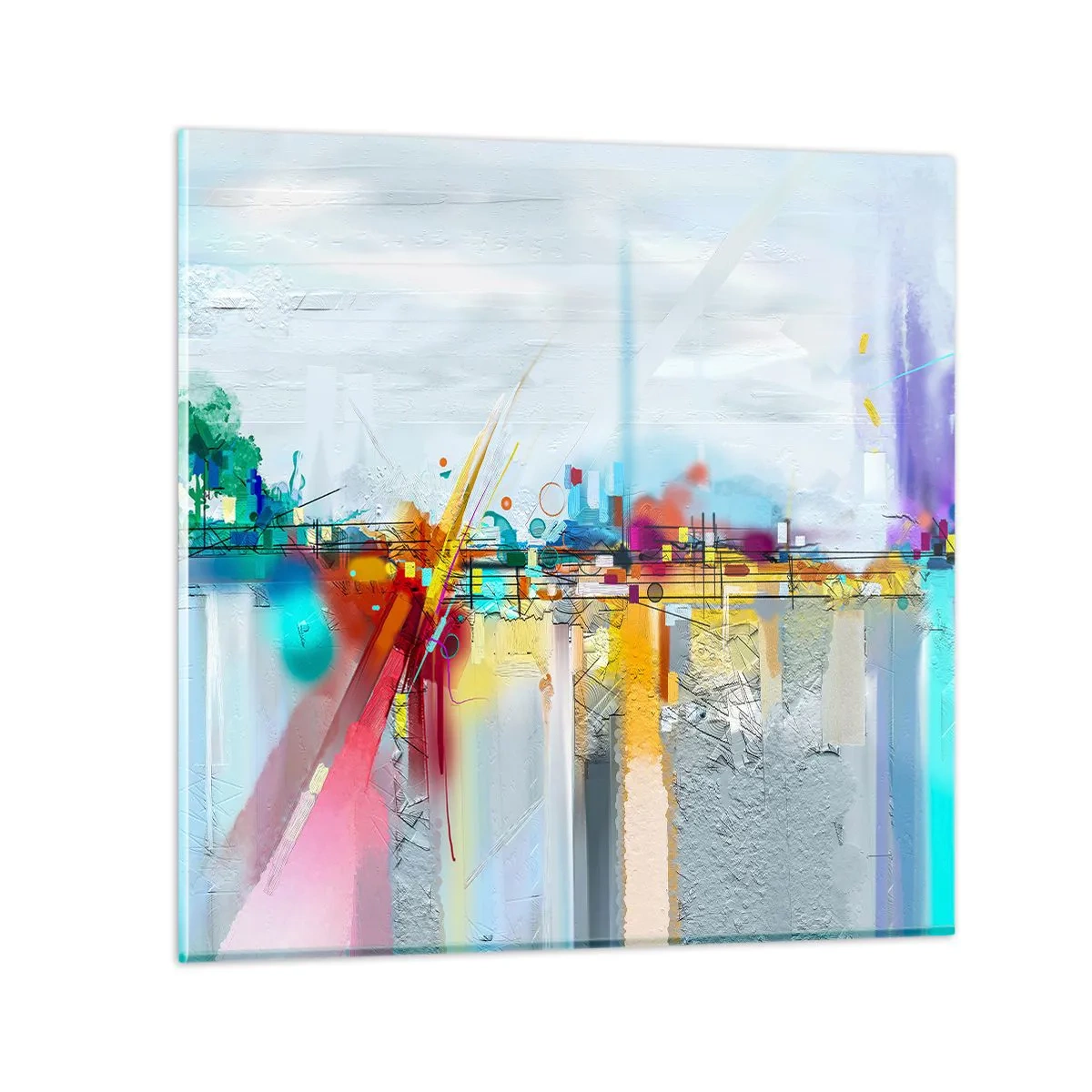 Glass picture - Bridge of Joy over the River of Life - 60x60 cm