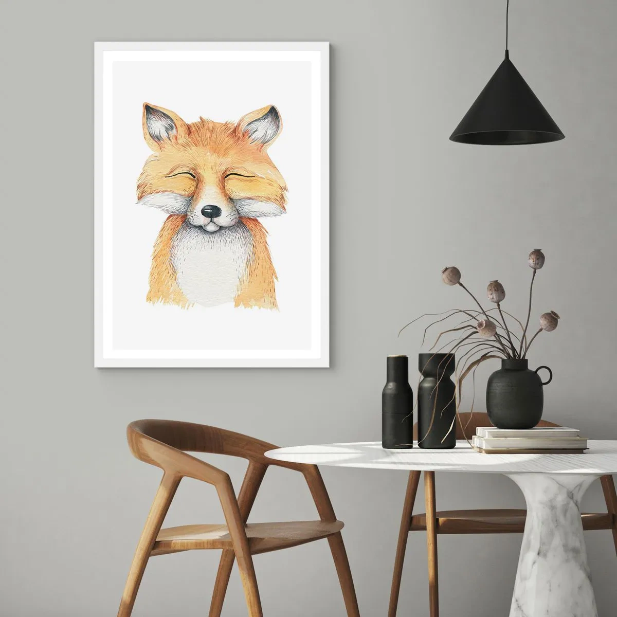 Poster in white frmae - Fox Moods - 70x100 cm