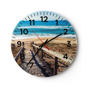 Wall clock - Clock on glass - Run! - 40x40 cm