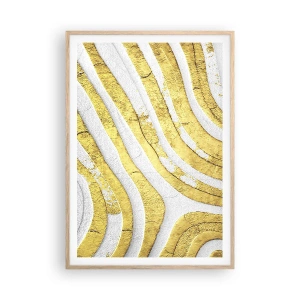 Poster in light oak frame - Composition in White and Gold - 70x100 cm