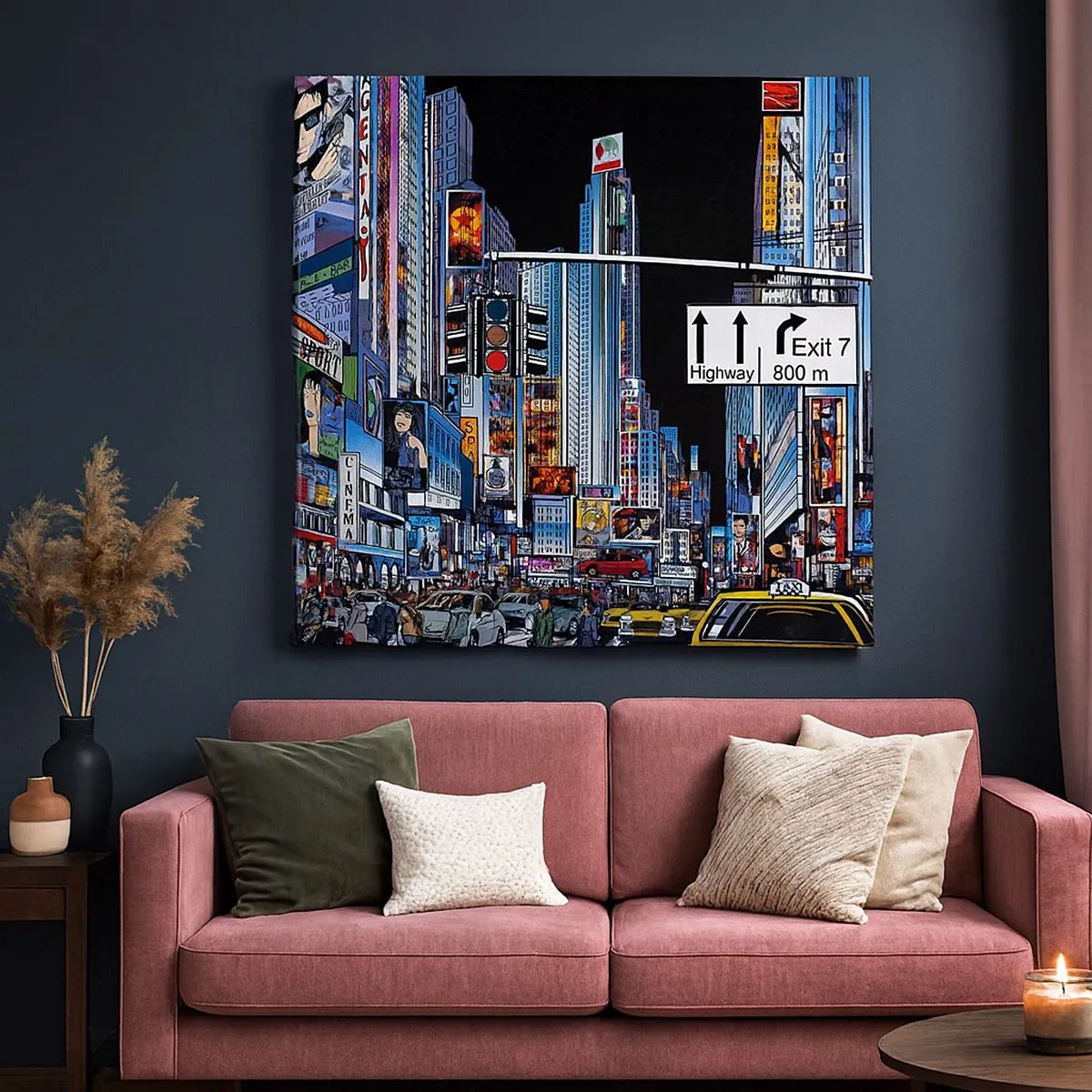 Canvas picture - Comic Night in a Big City - 30x30 cm