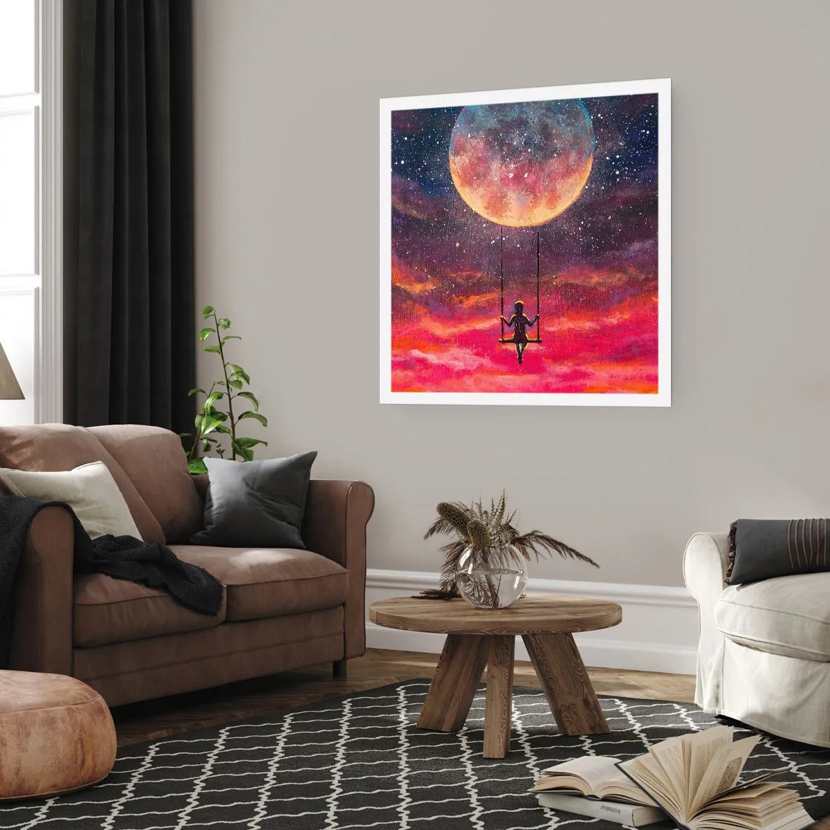 Poster - Swinging in the Clouds - 40x40 cm