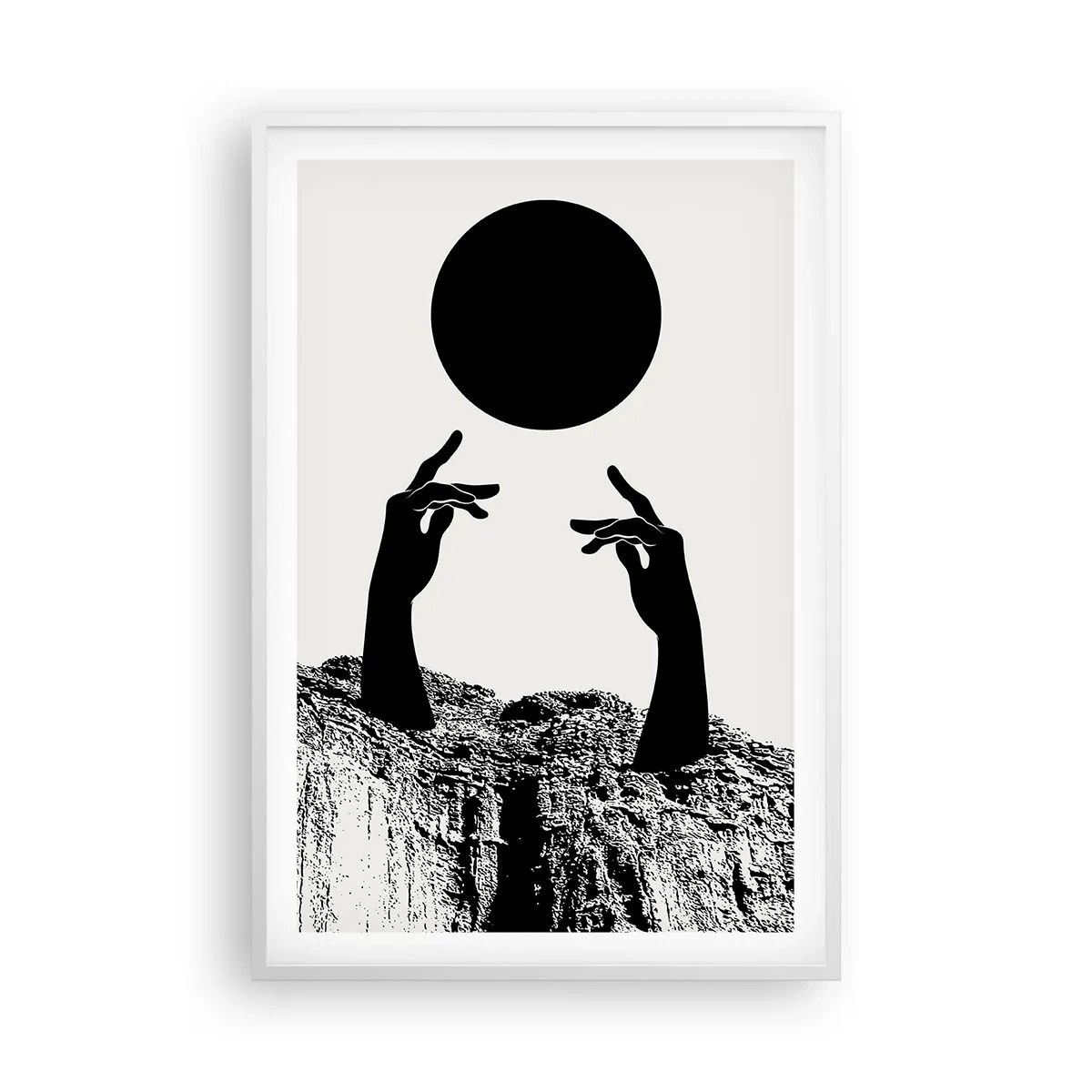 Poster in white frmae - Surrealistic Composition: Sun and the Rest - 61x91 cm