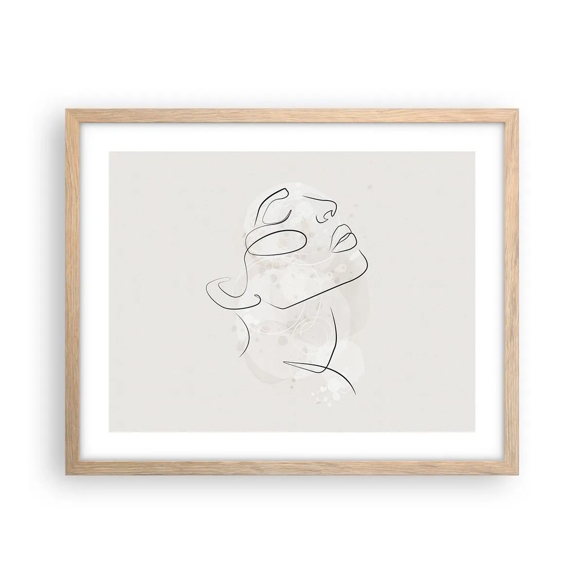 Poster in light oak frame - Outline of Happiness - 50x40 cm