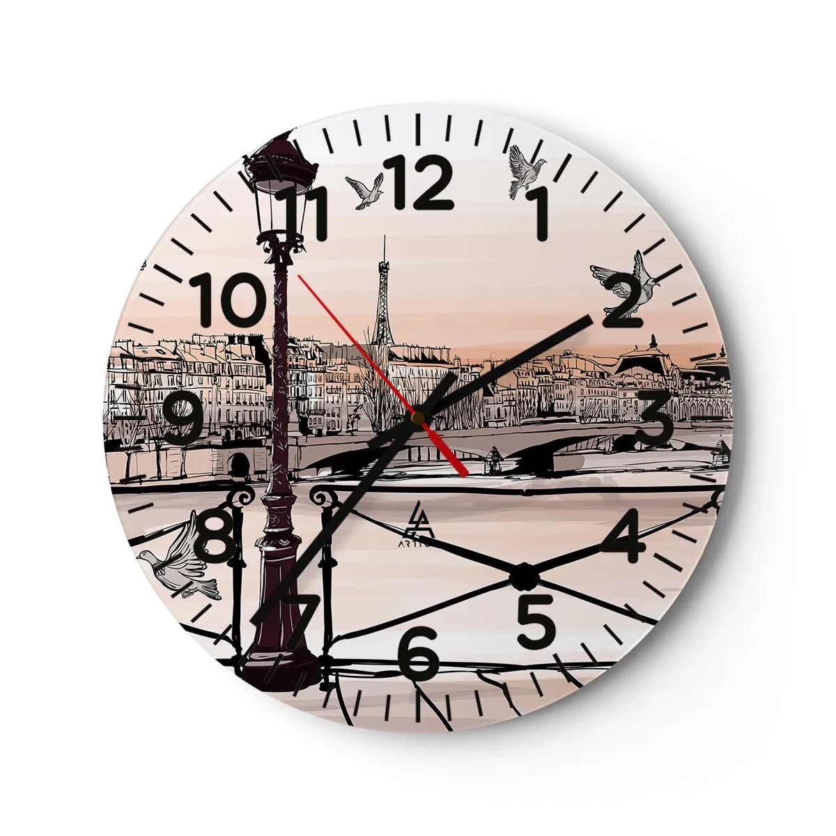 Wall clock - Clock on glass - Over the Roofs of Paris - 30x30 cm