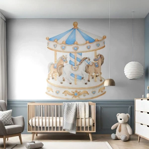 Self-Adhesive Photo Wallpaper Deluxe Sticker - Sweet Childhood - Horses, Merry-go-round, Children's - 450x315 cm