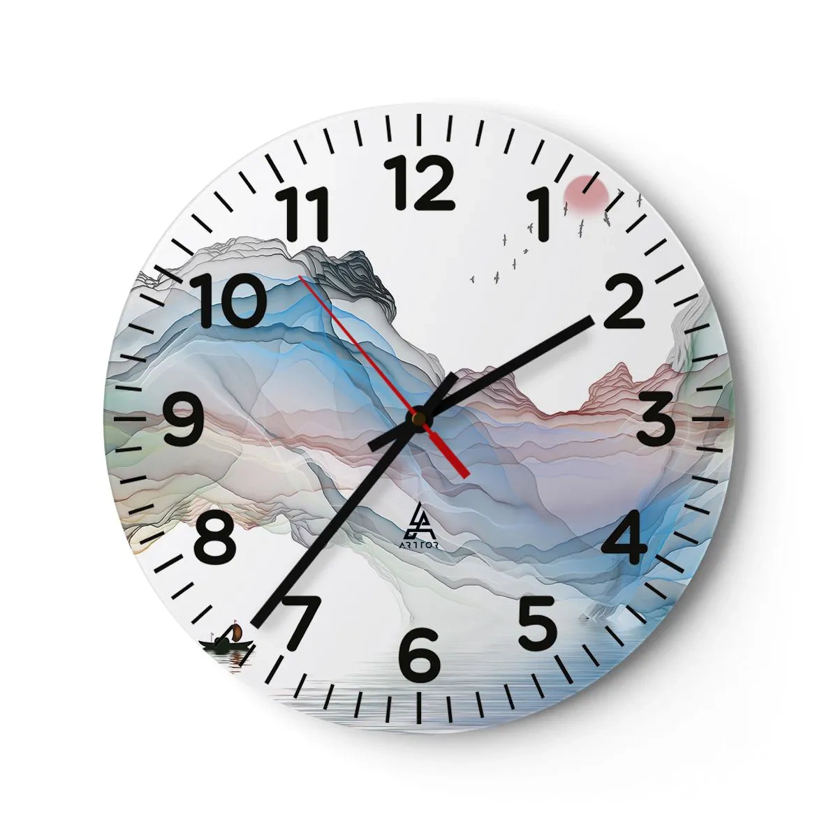 Wall clock - Clock on glass - Towards Crystal Mountains - 40x40 cm