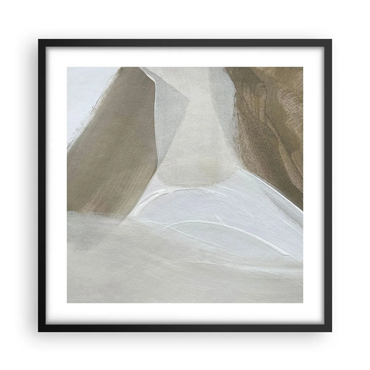 Poster in black frame - Waves of White - 50x50 cm
