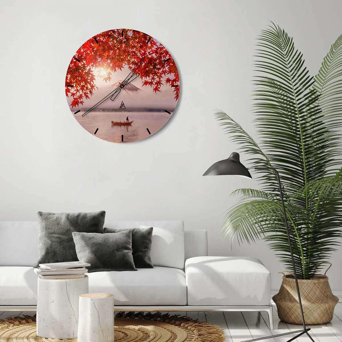 Wall clock - Clock on glass - In Japanese Style - 40x40 cm