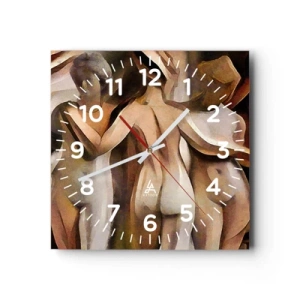 Wall clock - Clock on glass - Three Graces 2.0 - 40x40 cm