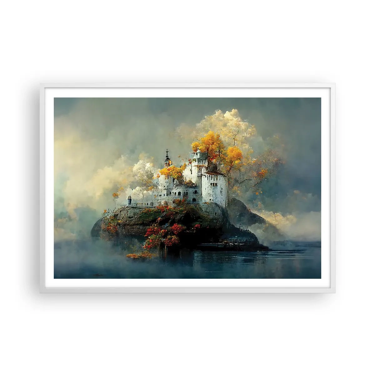Poster in white frmae - Beginning of a Romantic Tale - 100x70 cm