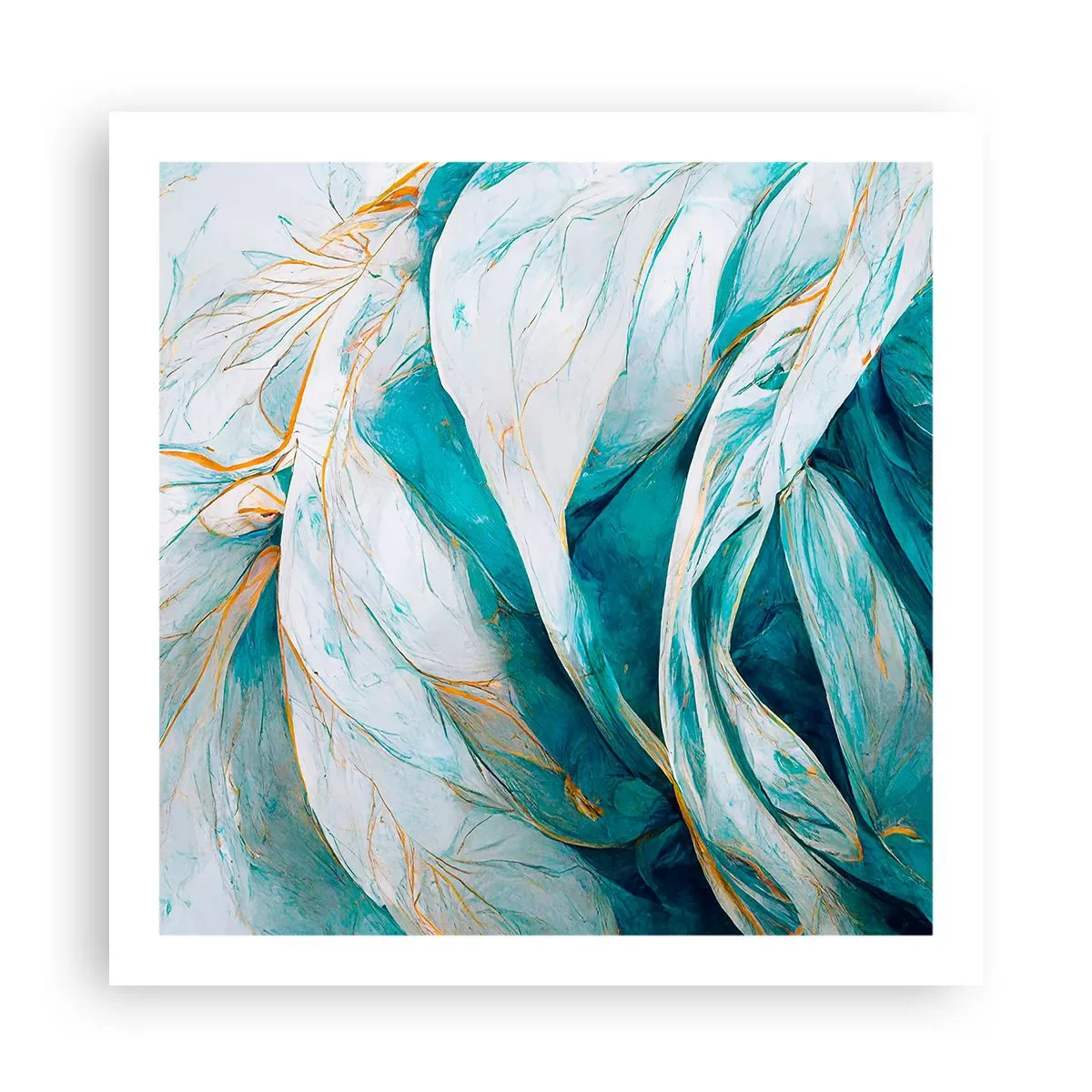 Poster - Blue Abstract with a Golden Motif - 60x60 cm