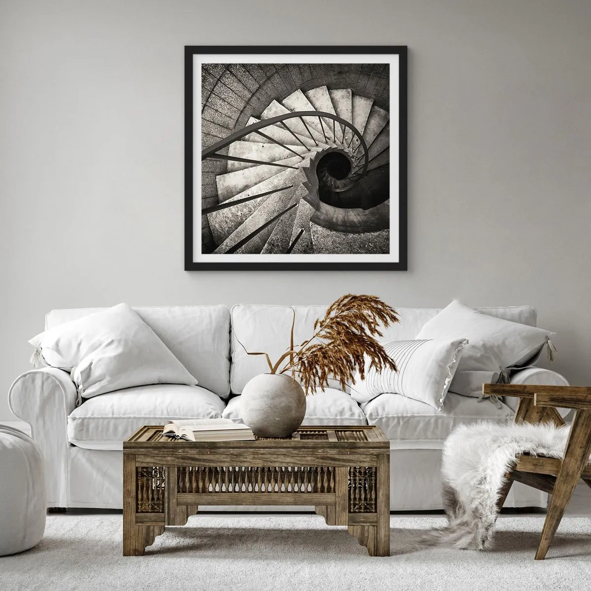 Poster in black frame - Up the Stairs and Down the Stairs - 50x50 cm