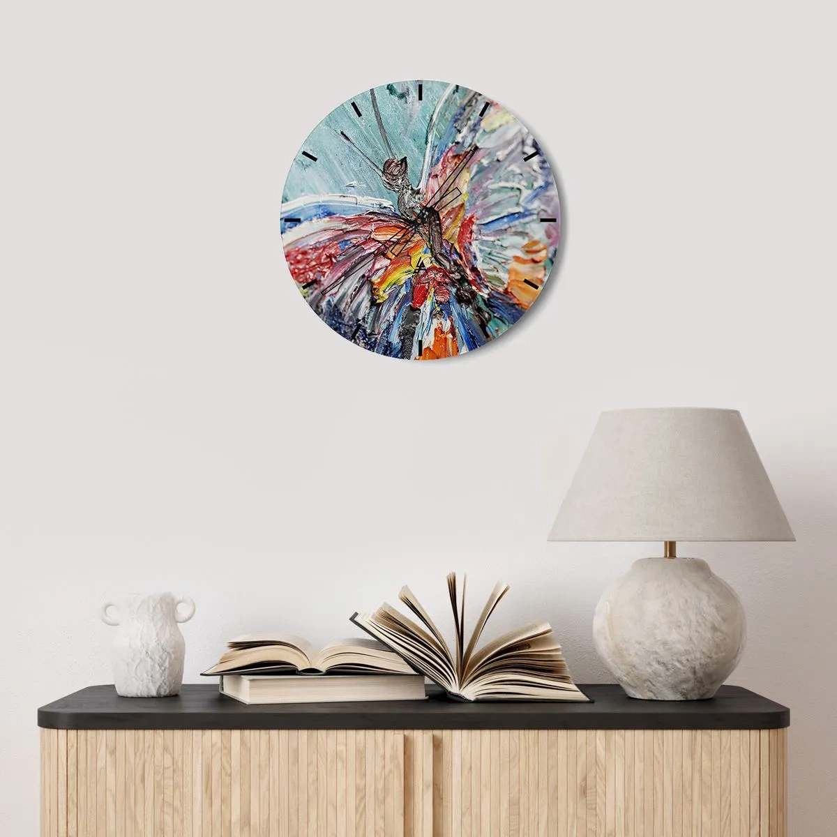 Wall clock - Clock on glass - Painted by Nature - 40x40 cm