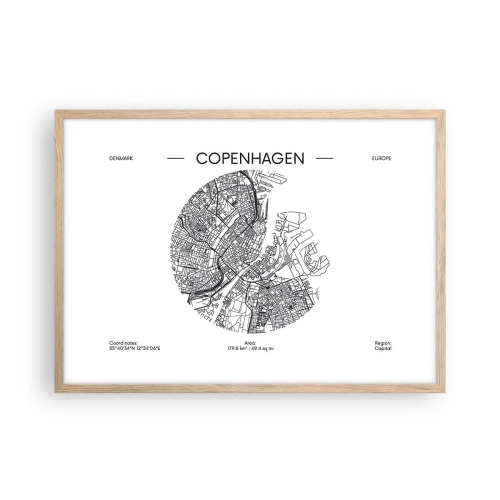 Poster in light oak frame - Anatomy of Copenhagen - 70x50 cm