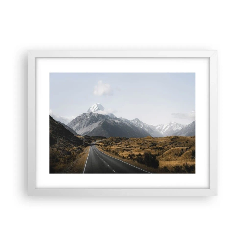 Poster in white frmae - Road to the Heart of the Mountains - 40x30 cm