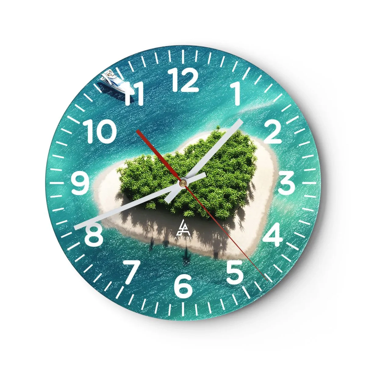 Wall clock - Clock on glass - I Love Summer - 30x30 cm