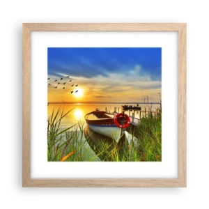 Poster in light oak frame - Cormorants Are Flying Away - 30x30 cm