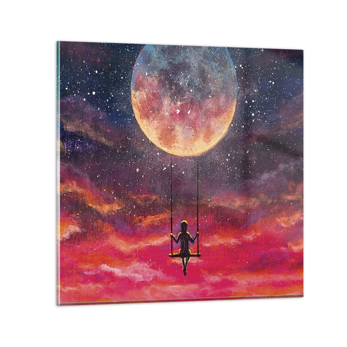 Glass picture - Swinging in the Clouds - 60x60 cm