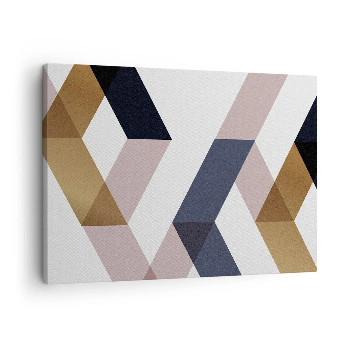 Canvas picture - Geometric patterns in shades of gold and navy blue - 70x50cm - Planes and Angles - Modern wall decoration for the living room and bedroom ARTTOR