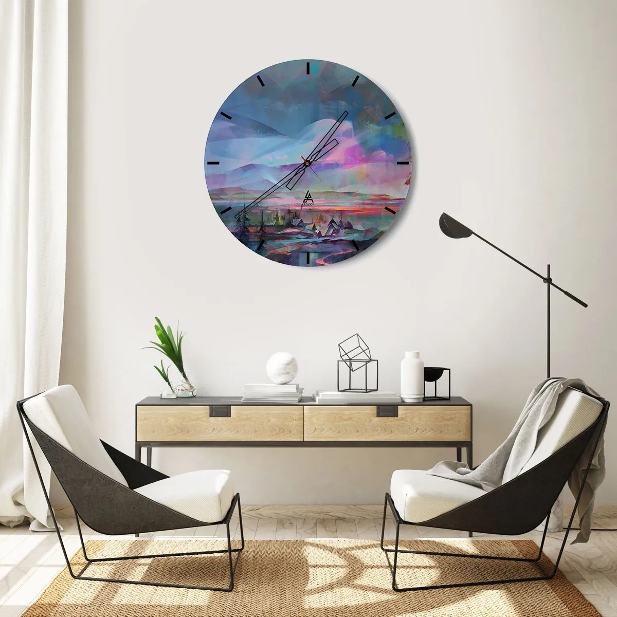 Wall clock - Clock on glass - Under Gentle Sky - 40x40 cm