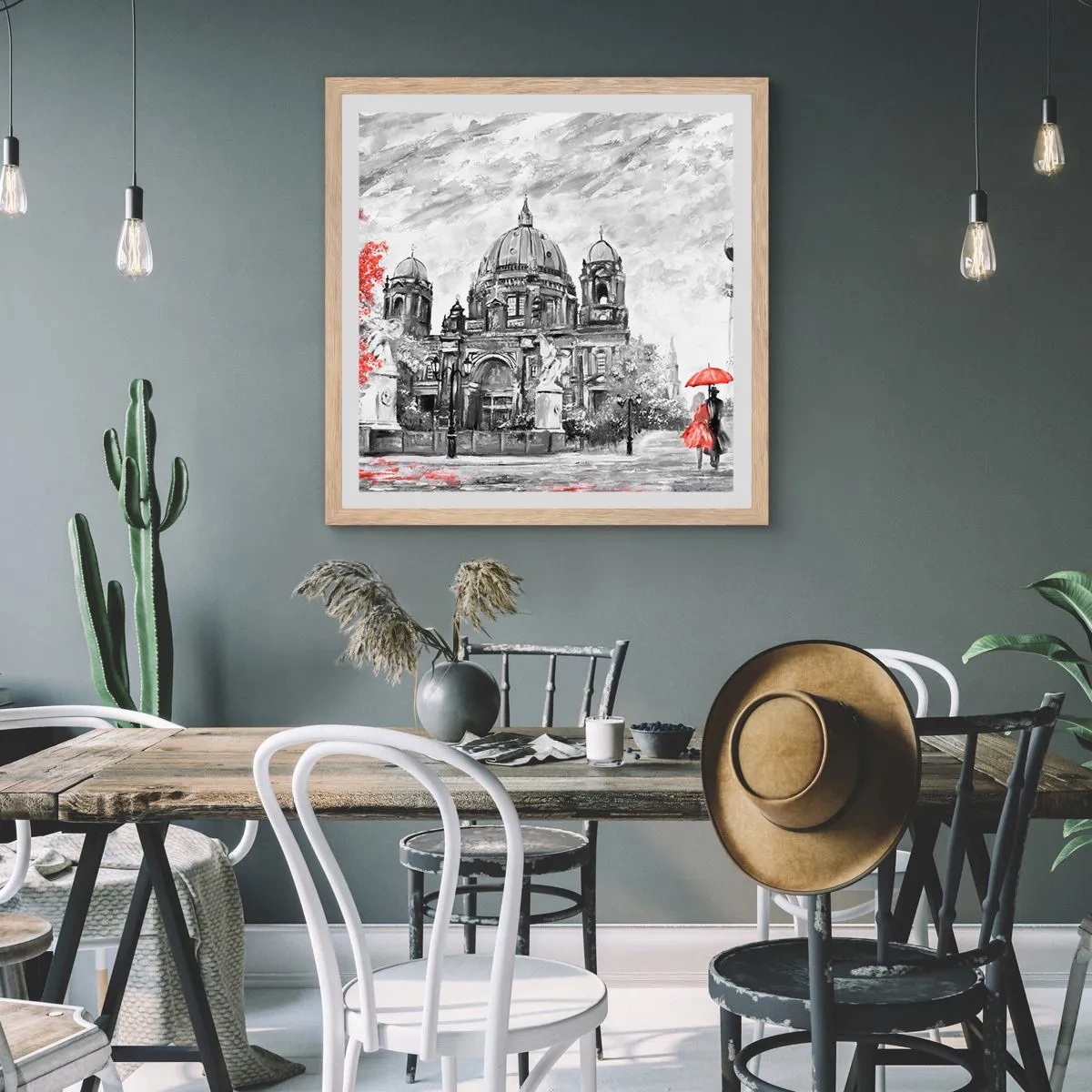 Poster in light oak frame - Berlin Encounter - 30x30 cm