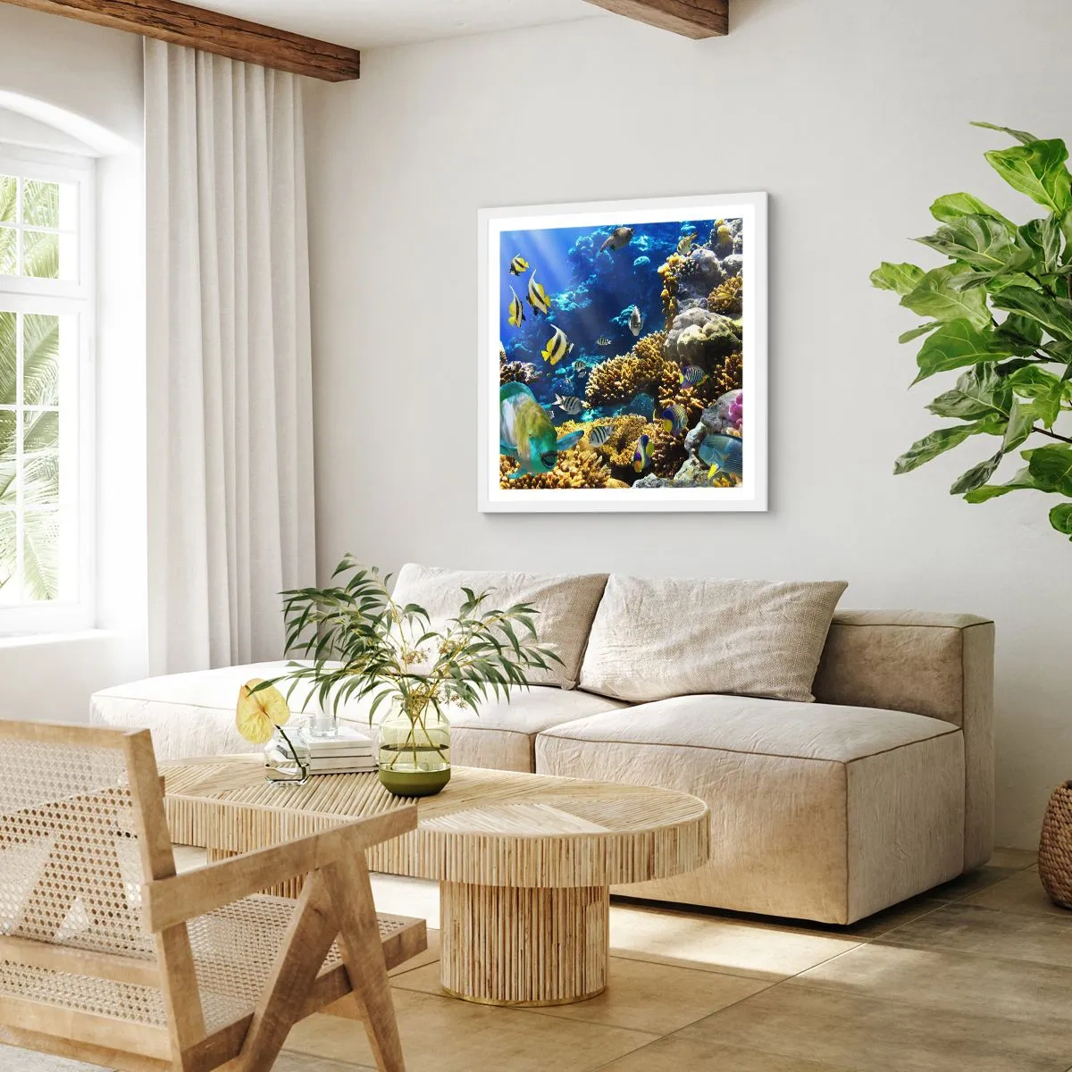 Poster in white frmae - Big Traffic to Holiday Destination - 40x40 cm