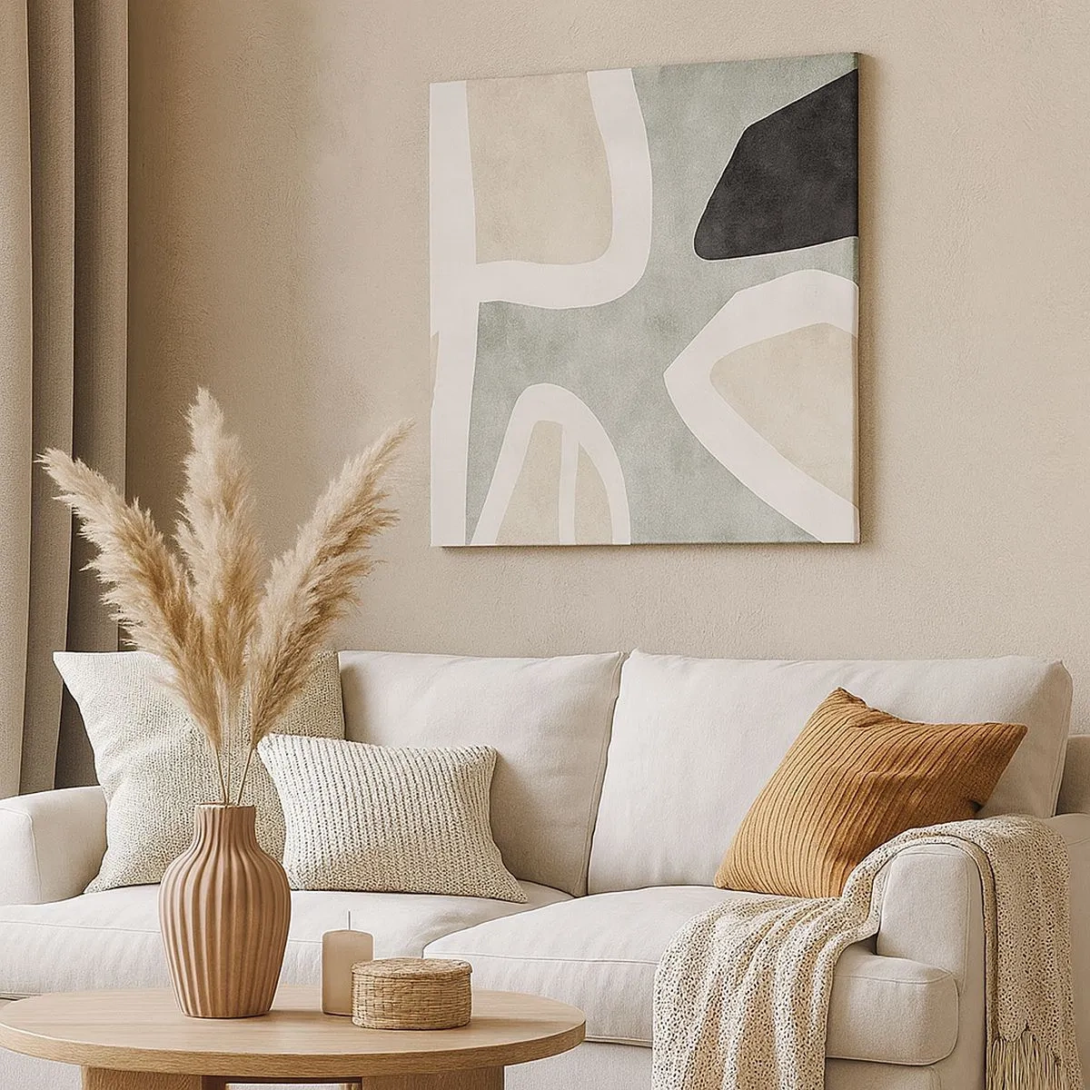 Canvas picture - Composition with a Black Motif - 30x30 cm