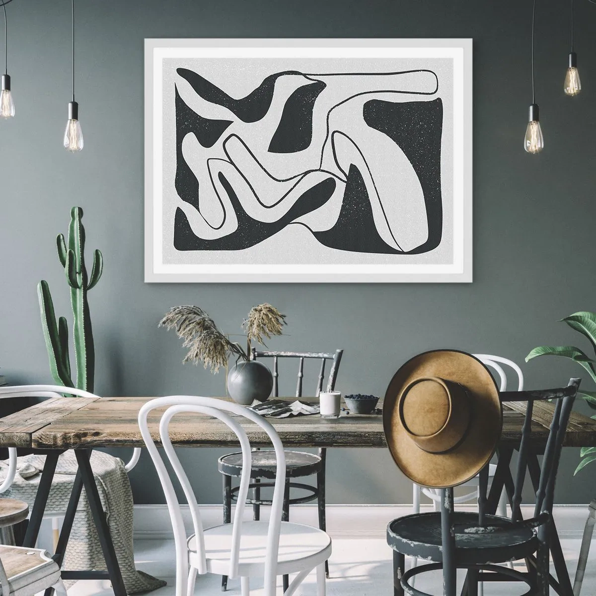 Poster in white frmae - Abstract Fun in a Maze - 70x50 cm