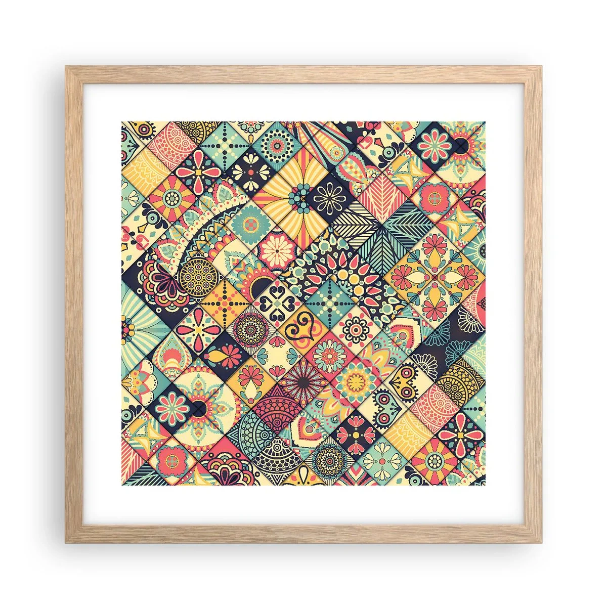 Poster in light oak frame - Moroccan Style - 40x40 cm
