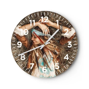 Wall clock - Clock on glass - On the Way to the Summer of Love - 40x40 cm