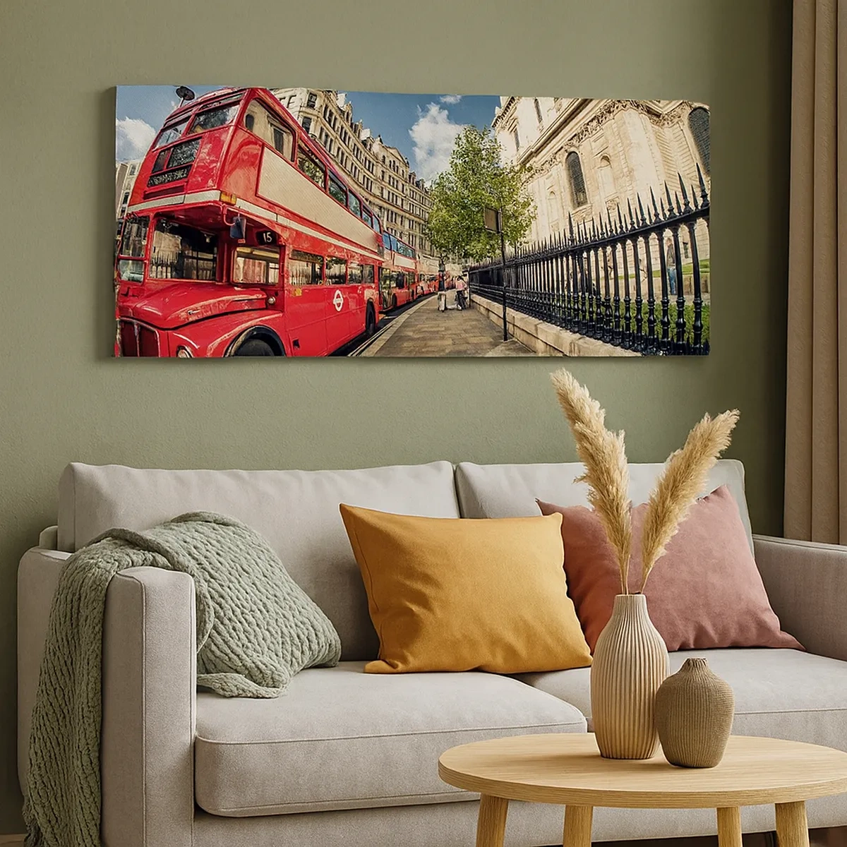 Canvas picture - London Street in Grey and Red - 30x30 cm