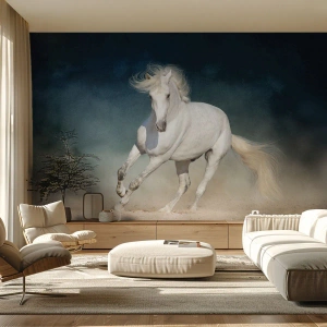 Photo Wallpaper Premium Canvas - Freedom in a Pure State - Horse, Animal, White - 350x256 cm
